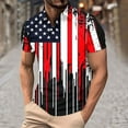 thumbnail image 5 of qucoqpe Mens Button Turndown Shirts 4th of July Patriotic T-shirts Independence Day America Flag Short Sleeve Tops, 5 of 5
