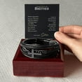 thumbnail image 6 of To My Little Brother Love Your Lord With All Your Strength Men's Cross Bracelet - Vegan Leather with Stainless Steel, 6 of 14
