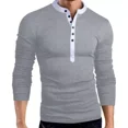 thumbnail image 4 of Playera Slim Fit Cuello Mao Con Botones Manga Larga De Moda, 4 of 8