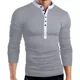 thumbnail image 4 of Playera Slim Fit Cuello Mao Con Botones Manga Larga De Moda, 4 of 8