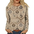 thumbnail image 2 of kytmyeq Women's Fashion Casual Long Sleeve Print Round Neck Pullover Top Blouse, 2 of 6