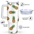 thumbnail image 3 of 40oz Tropical Pineapple Pattern Stainless Steel Flip Straw Tumbler Spill Proof Travel Cup Double Wall Vacuum Insulated Coffee Mug with Top Handle, 3 of 6