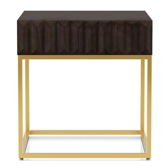 Bowery Hill Contemporary Metal 1-Drawer End Table in Walnut