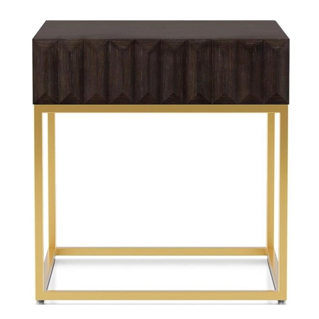 Furniture of America Giffore Metal 1-Drawer End Table in Walnut