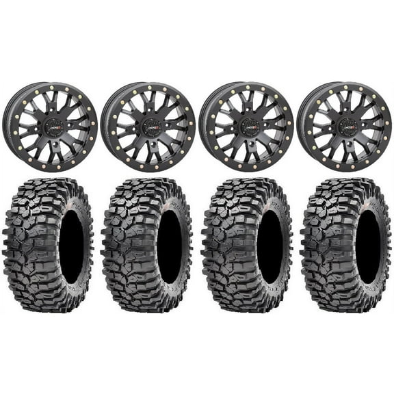 System 3 SB-4 Black (6 1) 14" Wheels 32" Roxxzilla 396 Tires Can-Am Commander Maverick Renegade Outlander Defender