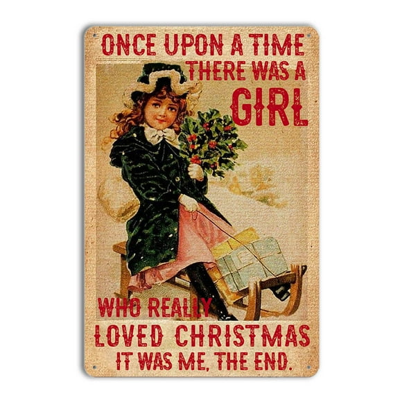 Letrero decorativo Kasitny Girl Loves Christmas, vintage de los años 50
