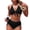 Black, variant on Bikini Set for Women Two Piece Swimsuits V Neck Low Rise Crisscross Back Self Tie Straps Brown M