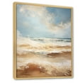 thumbnail image 2 of Designart "Contemporary Beige And Gold River Scenery IV" Coastal Ocean Floater Framed Canvas Art Print, 2 of 5