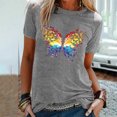 thumbnail image 1 of CHGBMOK Hauts de Printemps Grande Taille pour Femmes Femmes Décontracté Été à Imprimé Manches Courtes Col Rond T-Shirt Ample Blouse Hauts Hauts d'Été Plage en Liquidation, 1 of 8