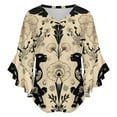 thumbnail image 5 of Floral Panthers Elegant Cream Women's V-Neck Blouse With 3/4 Ruffled Bell Sleeves Casual Top Ladies Blouses, 5 of 7