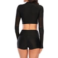 thumbnail image 2 of Defitshape Women's Long Sleeve Swimsuit Zip Rash GuardSun Protection 2 Piece Bathing Suit Black Small, 2 of 5