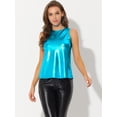 thumbnail image 4 of Disfraz de Halloween Camiseta Sin Mangas Con Chaleco Brillante Metálico Brillante Sin Mangas Para Fiesta Y Club Para Mujer azul oscuro XL, 4 of 5
