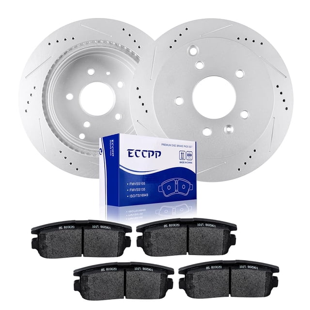 Eccpp 55147 D1275 2 Rotores De Freno Traseros + 4 Pastillas Para Chevrolet Captiva Sport 2012-2015 Chevrolet Equinox 2007-2009 Pontiac Torrent 2007-2009