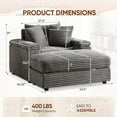 thumbnail image 3 of FFH Oversized Accent Chair with Ottoman for Living Room, Bedroom, Corduroy Lounge Chair with Ottoman, Chaise Lounge Indoor, Gray, 3 of 11