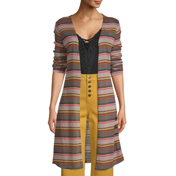 striped duster cardigan