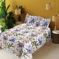 thumbnail image 2 of Ambesonne Floral Fitted & Flat Sheet with Shams 4 Pcs Set, Pattern of Iris Flowers Art, Full, Sage Green and Multicolor, 2 of 5