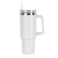 thumbnail image 1 of Gobelet 40 oz avec Poignée et Paille, Tasse Isolée à Double Paroi Réutilisable en Acier Inoxydable avec Couvercle et Paille Tasse de Voyage Tasses à Café, s'Adapte au Porte-Gobelet de Voiture, Cadeaux pour Femmes & Hommes Blanc, 1 of 5