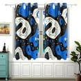 thumbnail image 2 of Blue Abstract Organic Blackout Curtains for Living Room Bedroom 55W x 54L Insulated Window Drapes 2 Panels, 2 of 5