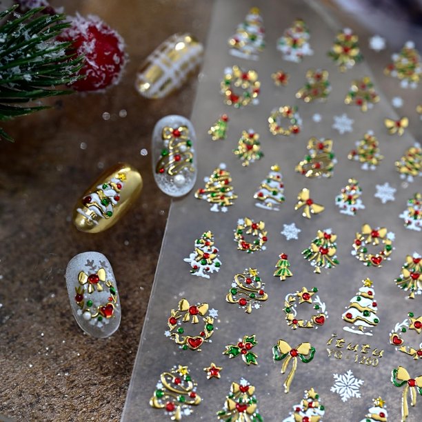 Pegatinas para uñas yefiuo con relieve 5D de Navidad