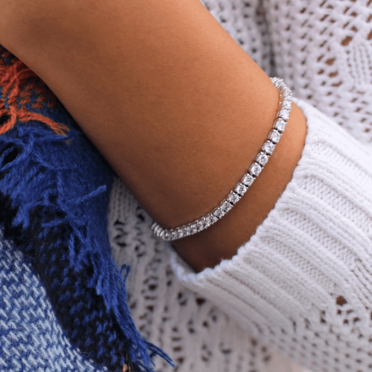 Amy & Annette Simulated Diamond Tennis Bracelet in White Gold photo 3