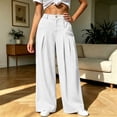 thumbnail image 4 of ZHYou No Boundarie Womens Baggy Fit Pant Low Rise Pleated Cargo Oversized Wide Leg Business Dress Casual Trousers with Pockets,White,Size L, 4 of 7