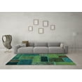 thumbnail image 3 of Ahgly Company Machine Washable Indoor Rectangle Patchwork Turquoise Blue Transitional Area Rugs, 7' x 10', 3 of 4