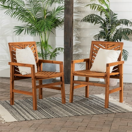 Walker Edison Furniture Owc2vinbr Patio Wood Chairs 44 Brown Set Of 2 Canada - Walker Edison Outdoor Furniture Sets Uk