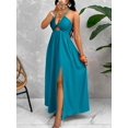 thumbnail image 3 of Crisscross Tie Backless Halter Swing Maxi Dress for Women, 3 of 10