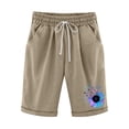 thumbnail image 2 of AXXD Shorts For Women Clearance Under $10,Summer Print Large Size Cotton Linen Jean Shorts Womens Stretchy Khaki 18, 2 of 6