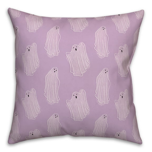 Creative Products Purple Haunty Ghost Pattern 18 x 18 Spun Poly Pillow