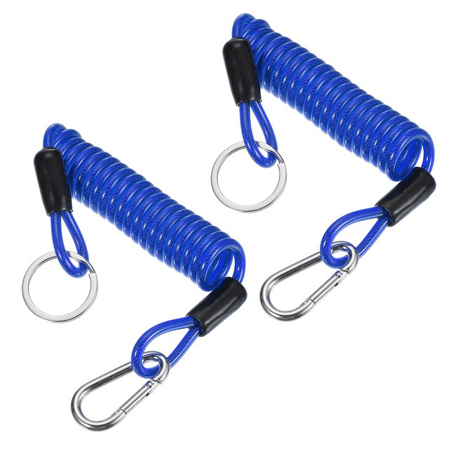 Uxcell Breakaway Trailer Cable, Trailer Brake Away Cable Safety Cable Straps Spring Towing Coiled Wire with Clip Blue 3 ft x 0.2"