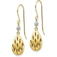 thumbnail image 2 of Gold 14k Two-Tone Diamond Cut Teardrop Dangle Earrings - 33mm, 2 of 6