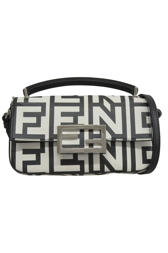 Pre-Owned FENDI x MARC BY JACOBS FF pattern baguette phone pouch 7AS142 bag leather white black