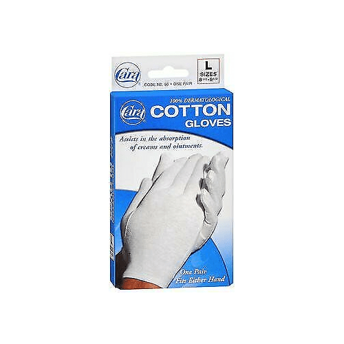 Cara Moisturizing Eczema Cotton Gloves Fits Fiber Hands, Large, 2ct, 6