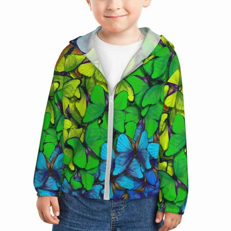 

Gaeub Rainbow Butterflies Print Athletic Sun Protection Hoodie for Kids Long Sleeve Outdoor UV Shirt Running Fishing Top for Boys Girls-3 Years