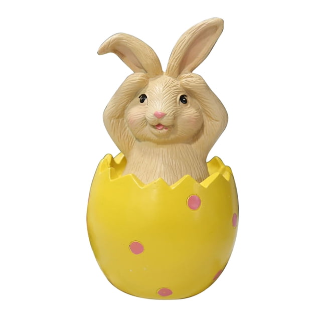 Oubit Resin Bunny Decor,Easter Decoration Rabbit Sitting Rabbit Sittingon Eggshell Ornaments Easter Decoration Custom Engineered