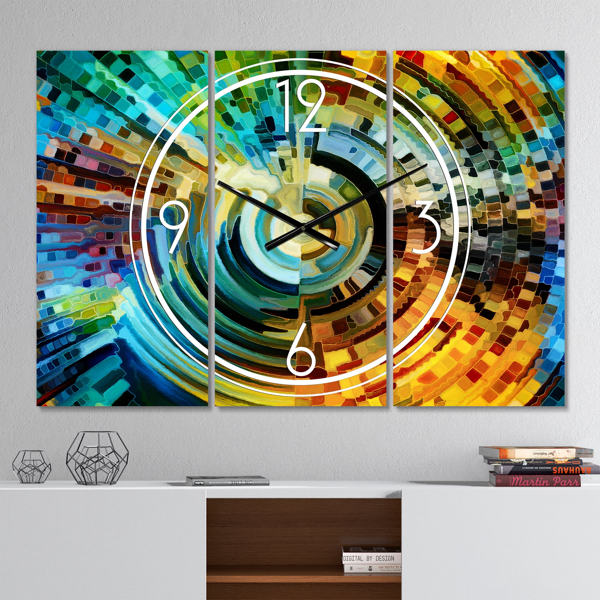 Designart 'Paths of Stained Glass' Modern Wall Clock