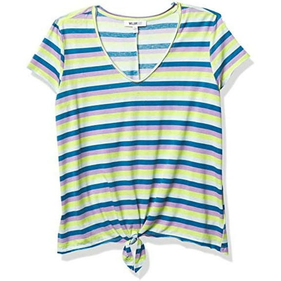 MSRP $35 William Rast Women's Astrid Tie Front Vneck Tee Shirt Green Size Small
