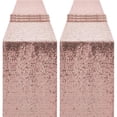 thumbnail image 1 of Tapete de mesa OQSC de 183 cm con lentejuelas de oro rosa, 2 unidades, 1 of 9