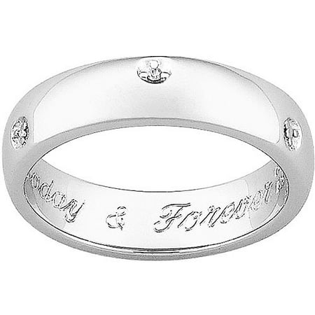 Personalized Platinum Plated Engraved Diamond Promise Band