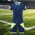 thumbnail image 4 of BRGZLK Kids Soccer Jerseys Summer Boys Girls Breathable Comfortable Short Sleeve Tops and Shorts Athletic Jersey Training Uniforms Outfits Navy 3XS, 4 of 5