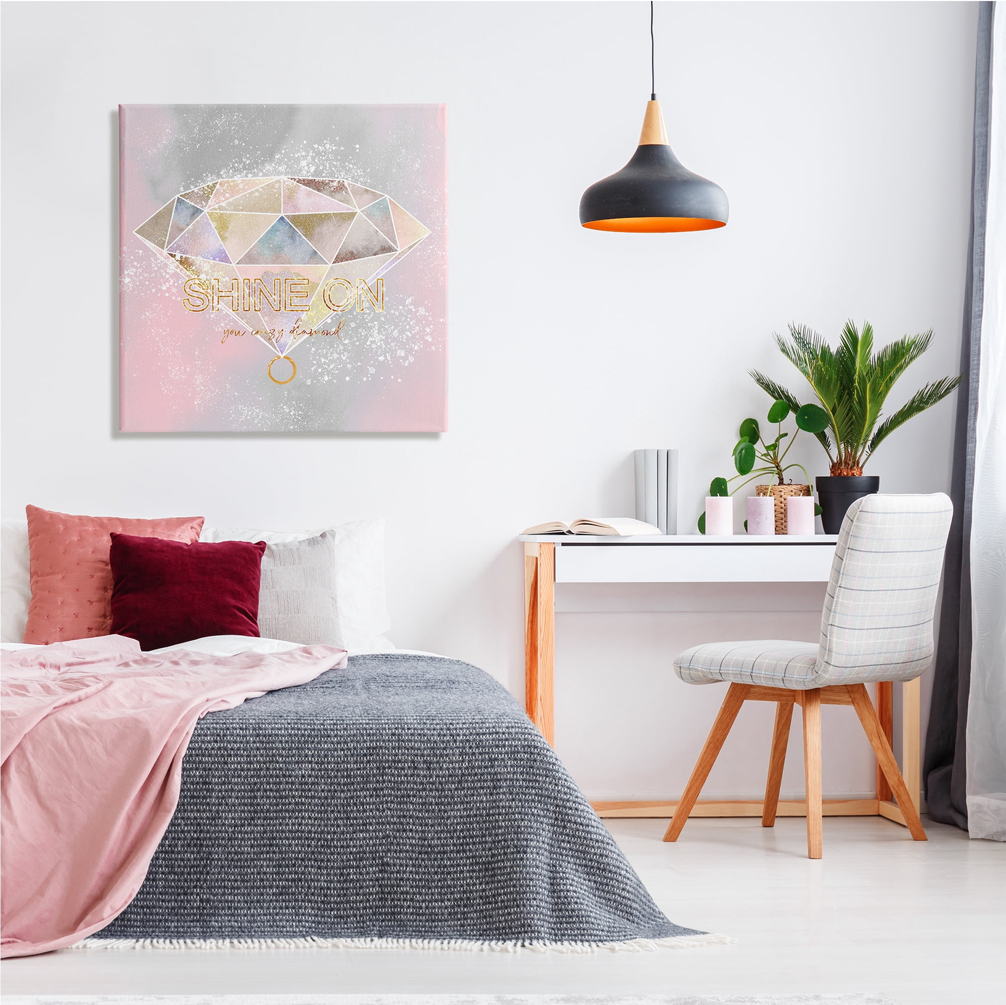 Stupell Industries Shine On Crazy Diamond Glam Pink Geometric Pattern, 30 x 30, Design by Ziwei Li