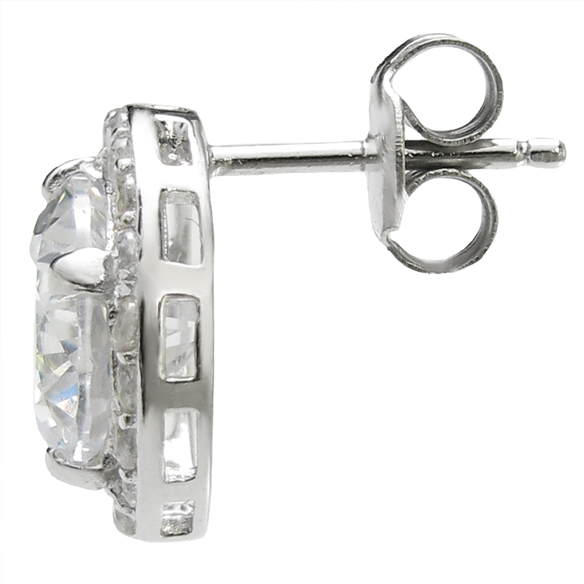 Sterling Silver Round Daisy Flower Clear Cubic Zirconia Stud Post Earrings