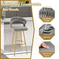 thumbnail image 6 of Costway 4 PCS Velvet Bar Stool  29" Bar Height Stools with Woven Backrest & Gold Metal Legs Grey, 6 of 8