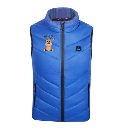 

ZMHEGW Christmas Print Boys Girls Electric Heating Vest Kids Winter Warm Smart Electric Heated Vest Jacket Outwear [Battery Not Included]