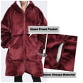 thumbnail image 5 of Catalonia Oversized Hoodie Blanket with Zipper, Wearable Sherpa Sweatshirt Pullover, Soft Warm Comfortable Jacket for Adults Men Women, Wine, 5 of 6