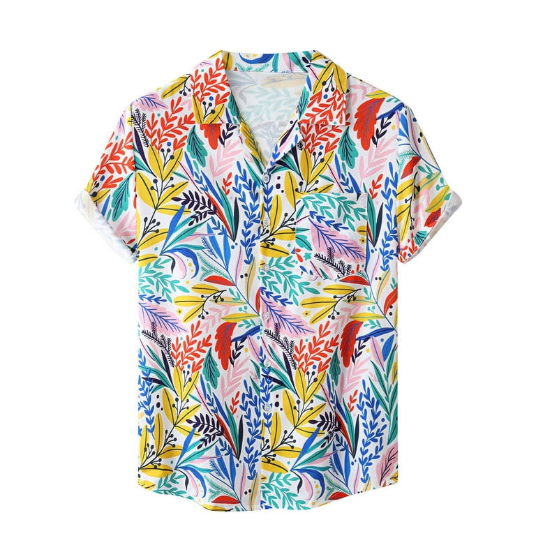 VSSSJ Button Down Shirts for Men Variety Palm Tree Printed Regular