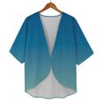 thumbnail image 6 of BODOAO Kimono Cardigans for Women Women's Chiffon Short Sleeve Open Front Cardigan Lightweight & Breathable Summer Cover Up for Casual & Wear Blue 5Xl, 6 of 7
