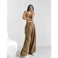 thumbnail image 2 of Pantalones de cintura alta con diseño de chica sexy retro americana, pantalones de pierna recta elegantes e informales con cordones laterales para mujer, 2 of 6