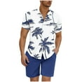 thumbnail image 3 of cllios Mens Hawaiian Sets 2 Piece Outfits Floral Short Sleeve Set Casual Button Down Shirts and Shorts Beach Vacation Set, 3 of 6